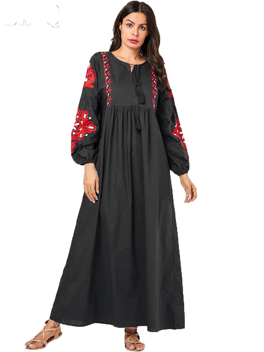 BNSQ женские мусульманские Длинные платья плюс размер халат вышивка abaya открытый Дубай Парер Рамадан Повседневный кафтан длинное платье