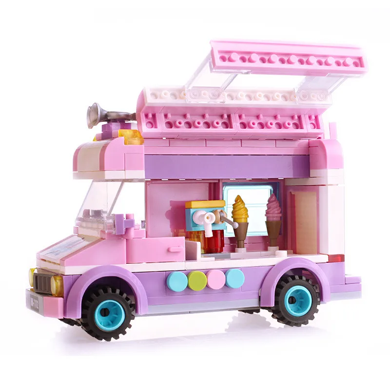 

Enlighten 213Pcs City Ice Cream Truck Car Model Building Blocks Sets Friends DIY Bricks Educational Toys For Children