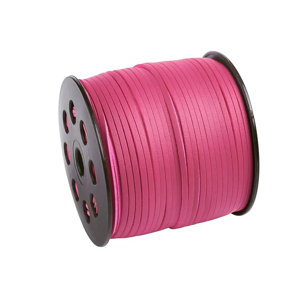 HotPink 90 м/рулон шнура из искусственной замши одностороннее покрытие из искусственной кожи для самостоятельного изготовления ювелирных изделий браслет и ожерелье 2,7x1,4 мм - Цвет: HotPink