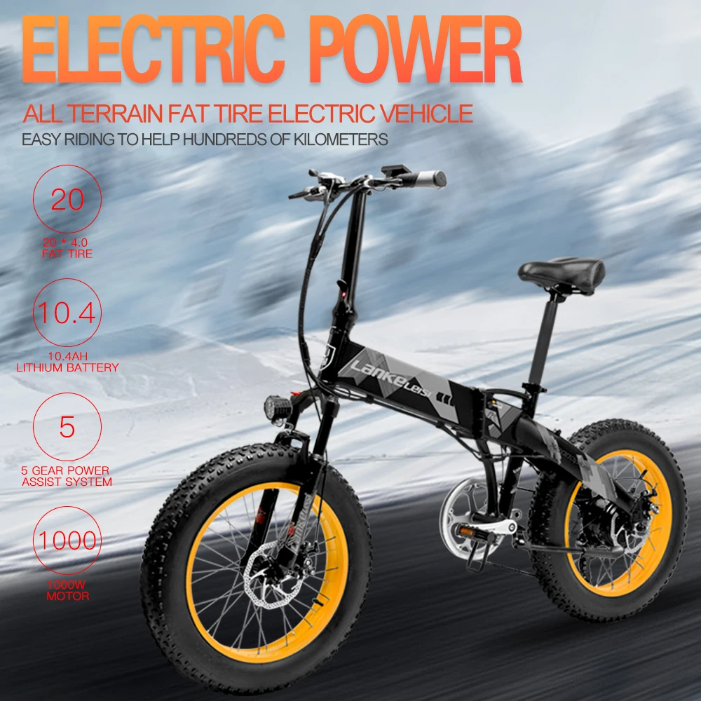 Online 1000W 20 Inch Folding Power Unterstützen Sport Elektro-fahrrad E-Bike Mit 4,0 Zoll Fett Reifen 10,4 AH Batterie 90km Reichweite