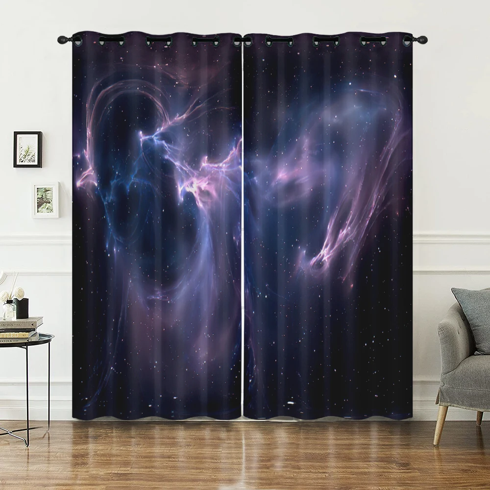 

Psychedelic Galaxy Nebula Curtain Decoration 2 Panel Set for Living Room and Bedroom Heat Insulation Blackout Shading Drapes