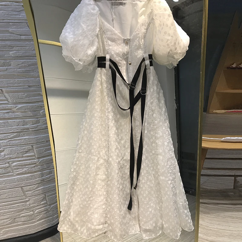 [LIVIVIO] Tumblr Ins/платье в австралийском стиле; вечерние жаккардовые платья в винтажном стиле с рукавами-пузырьками