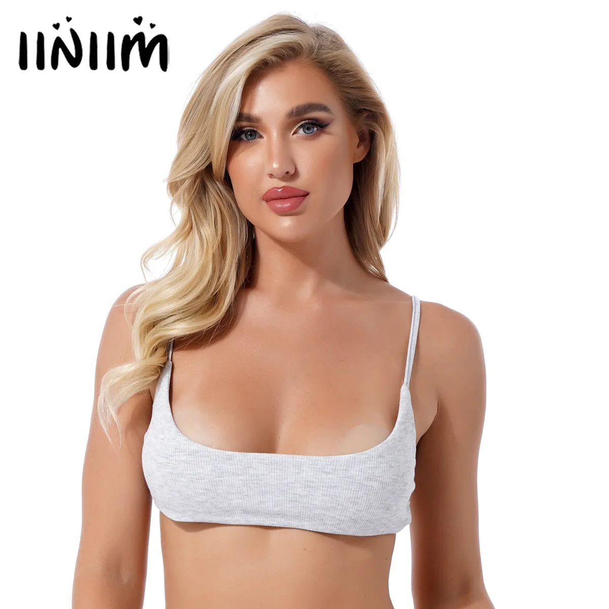 

Women Erotic Lingerie Fashion Scoop Neck Sleeveless Sexy Crop Top Adjustable Shoulder Straps Backless Vest Tops Ribbed Camisole