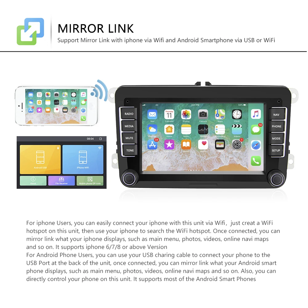 Автомобильный мультимедийный плеер AMPrime на Android с 7 &quotGPS для