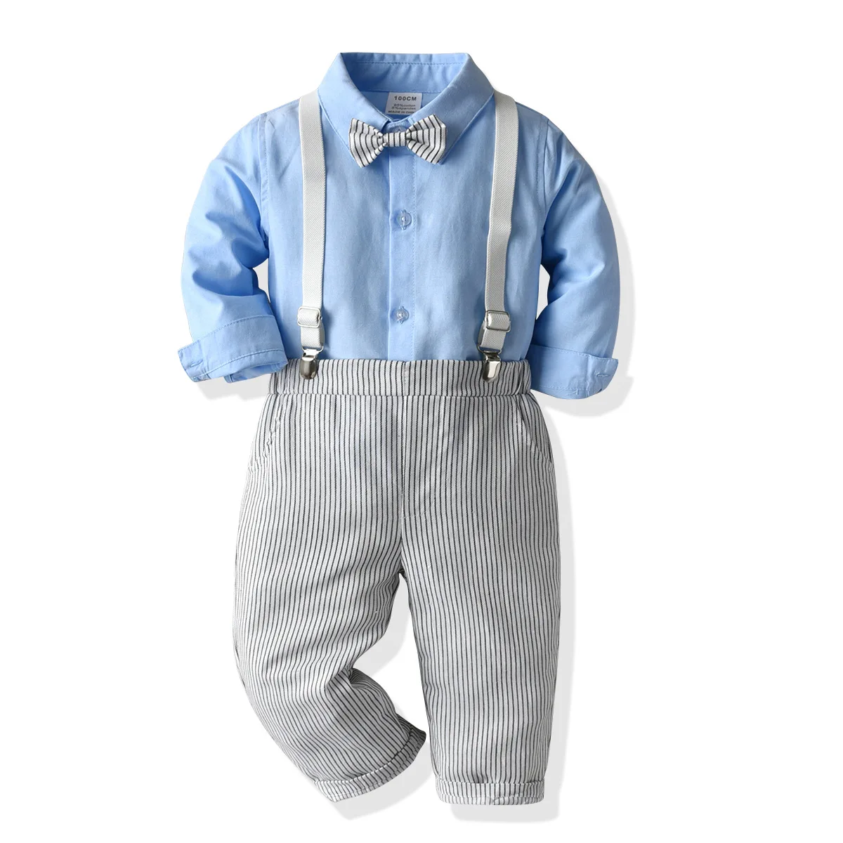 

Gentleman Boys Clothes Toddler Kids Formal Birthday Outfits Shirt Grey Pants Set Children Fall Costume 1-6 Years Wedding Wear