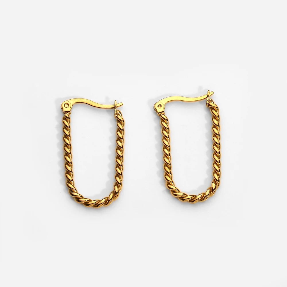 

2022 Fashion New Gold Plated 316L Stainless Steel Hoop Earrings Hemp Flowers Twisted For Women Girls Luxury Earring Jewelry