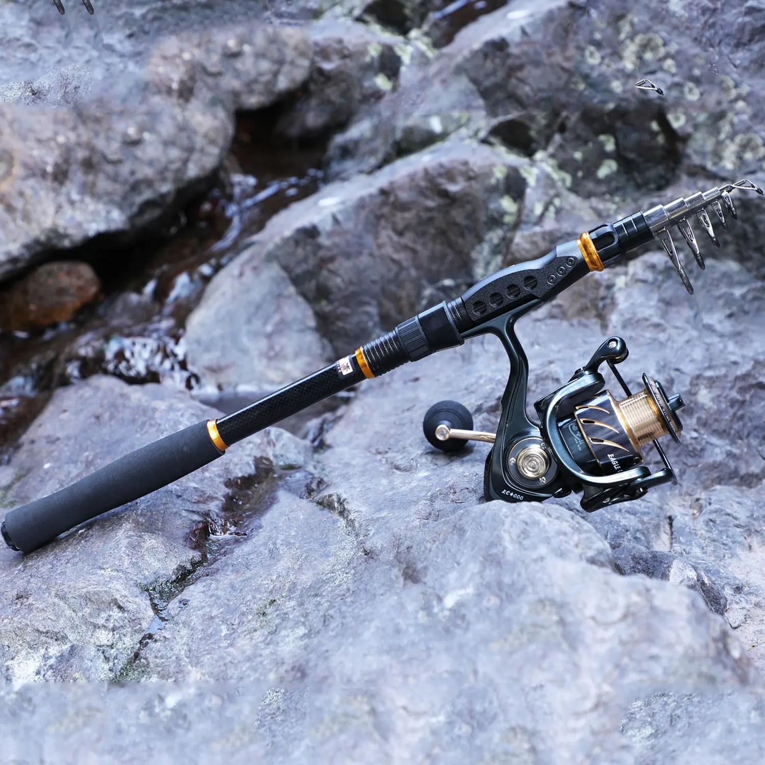 

Sougayilang 1.8- 3.6m Fishing Rod and 13+1BB Reel Combo Telescopic Portable Spinning Pole and Spinning Reel Set with Spare Coil