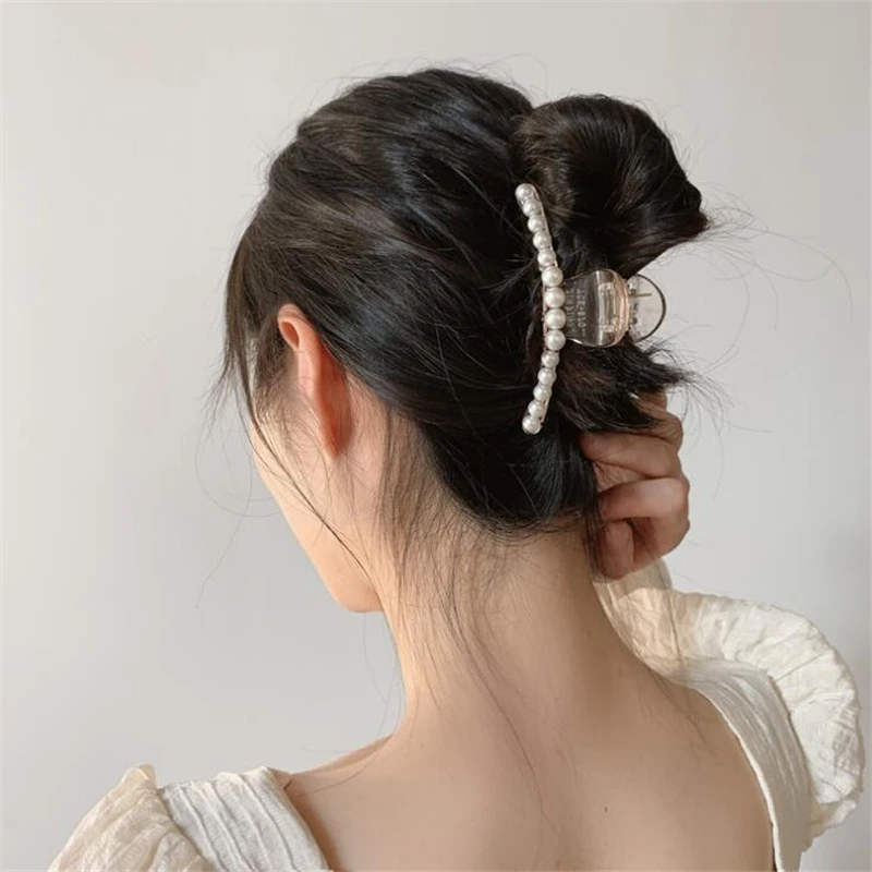 Заколка для волос с жемчугом Женская модный прозрачный головной убор большого