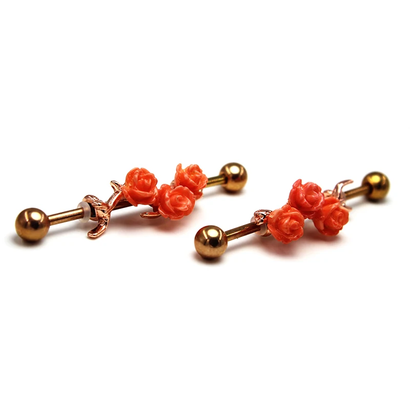 2 шт. оранжевого цвета сливы Цветочные пробки и Туннели пирсинг Септум серьга уха