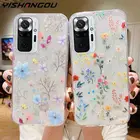 Блестящий цветочный чехол для Xiaomi Redmi Note 10 11 9 Pro 9s 10s Poco X3 M4 11T Pro Mi 11 Lite 5G NE, прозрачный силиконовый чехол с цветами