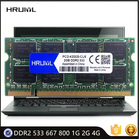 Память HRUIYL для ноутбука DDR2 533 667 800 МГц 1G 2G 4 ГБ SODIMM модуль SDRAM 1,8 в PC2 4200 5300 6400S память для материнской платы ноутбука