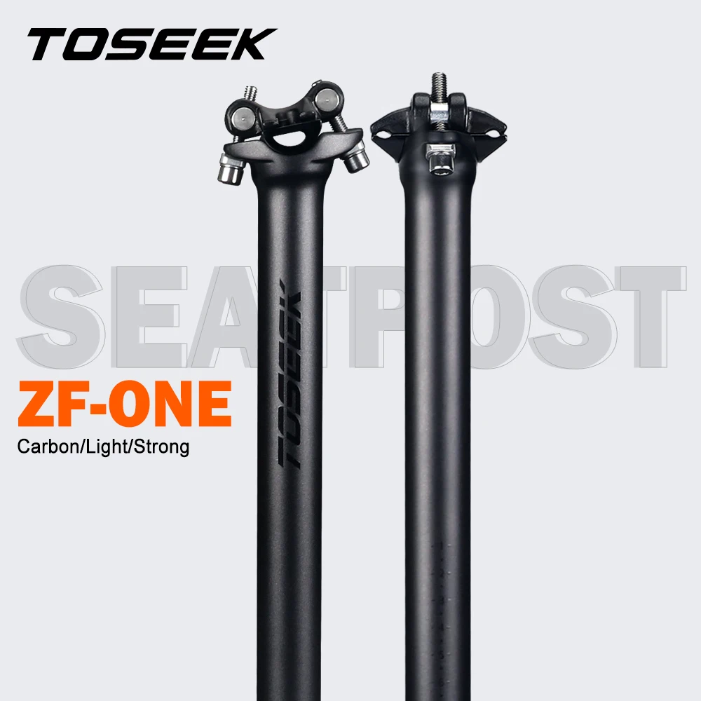 Карбоновый Подседельный штырь TOSEEK ZF-One, 27,2/30,8/31,6 мм, матовый черный, подседельный штырь для горного/дорожного велосипеда, длина 280 мм, подседельные трубы, велосипедные детали - изображение