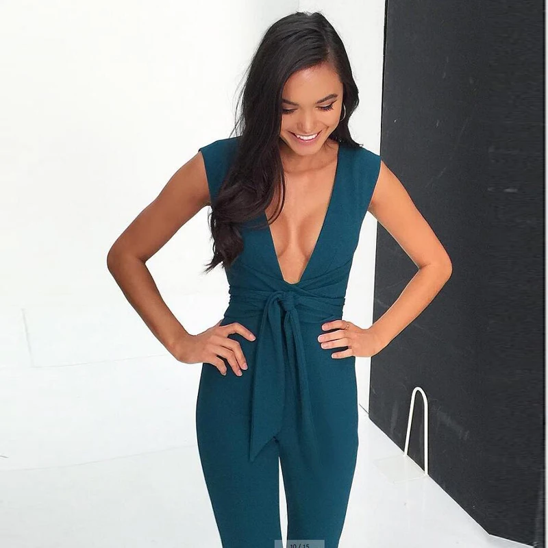 

Women Jumpsuits Elegant Fashion Stylish Romper Female Zipper Slim Strap V-Neck Casual Jumpsuits 3 Colors