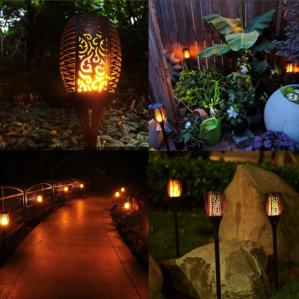 1/2/4pcs LED Solar Flame Lamp Flickering Outdoor IP65 Waterproof Landscape Yard Garden Light Path Lighting | Лампы и освещение
