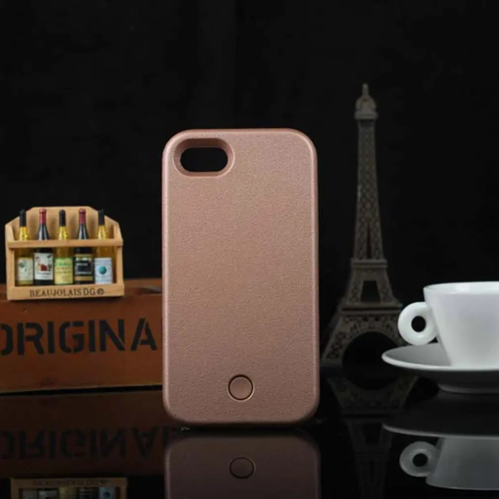 Luxury Rose Gold Phone Case For iPhone 6 6s 7 8 Plus X Perfect Selfie Light Up Glowing Cover Bag |