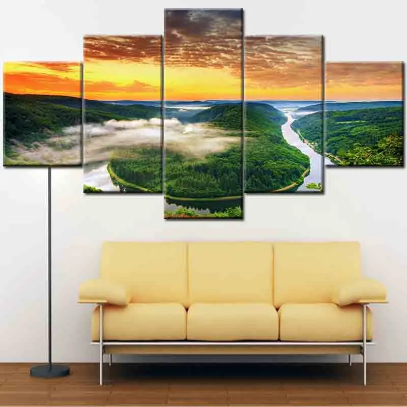 

Простой плакат с пейзажем, 5 шт., для гостиной, спальни, украшение для дома, фон без рамки, печать, настенная живопись, сердечник