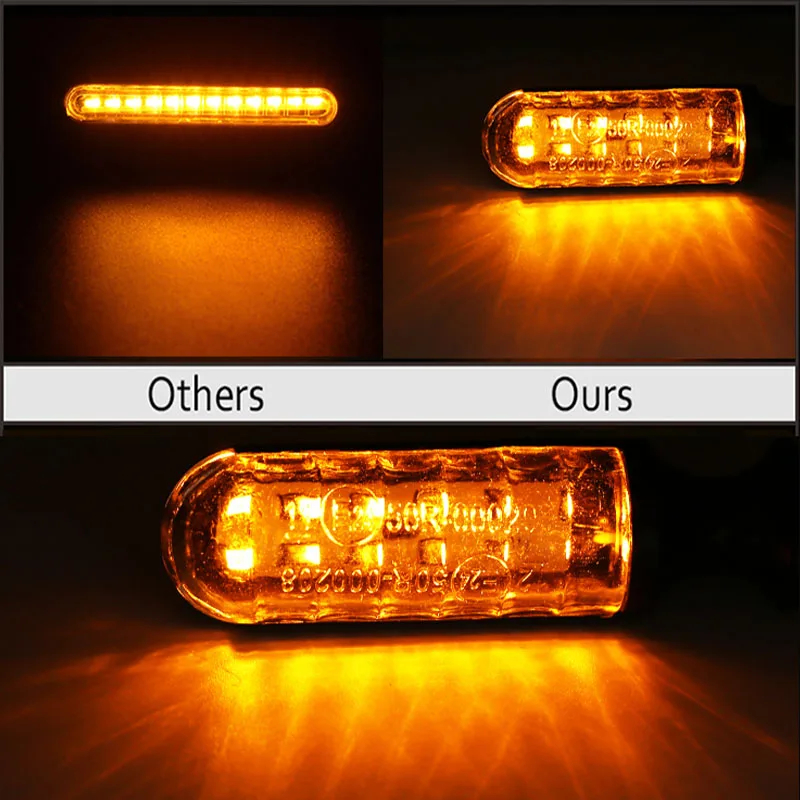 2PCS Motorcycle Turn Signals E-Mark E24 LED flashing Signal Flowing Water Built-in Relay 12LED Blinker Auto Indicators