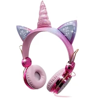 unicorn kids pink headphones for girls children teens wired headset wmicrophonefor school birthday xmas unicorn gift