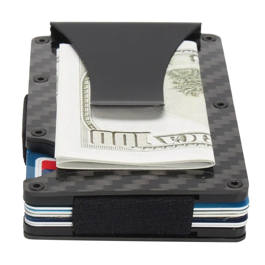 

2019 New Men Card Holder Slim Carbon Fiber Credit Card Holder Metal Wallet Anti Scan Function Hold Card Coins Cash Hot Selling