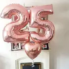 2 шт. 3240 дюймов Большой розы цвета: золотистый, серебристый розовый Фольга на день рождения воздушные шары воздушные гелиевые шара с цифрой Happy День рождения украшения
