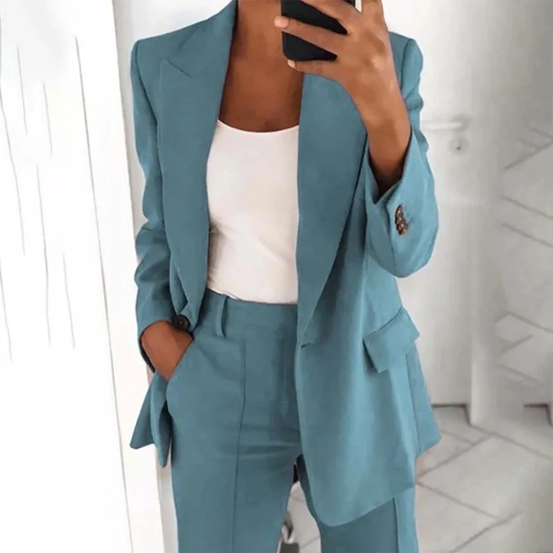 

Summer Women 2021 Loose Blazer Jacket Top Long Sleeve Casual Fashion Button Solid Jacket Office Ladies Elegant Blazers Suit Coat