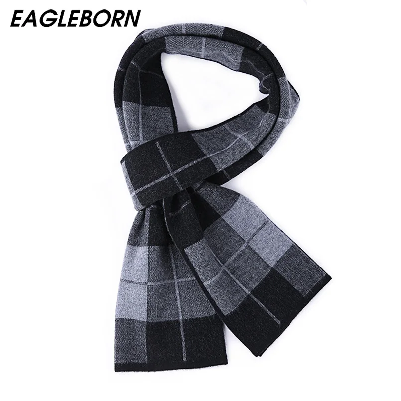 EAGLEBORN 100% шерсть ягненка плед мужской шарф роскошный бренд зима осень шарфы для