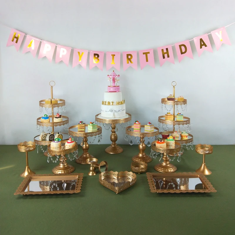 1-15 шт Золотой зеркальный стенд для торта набор круглых металлических