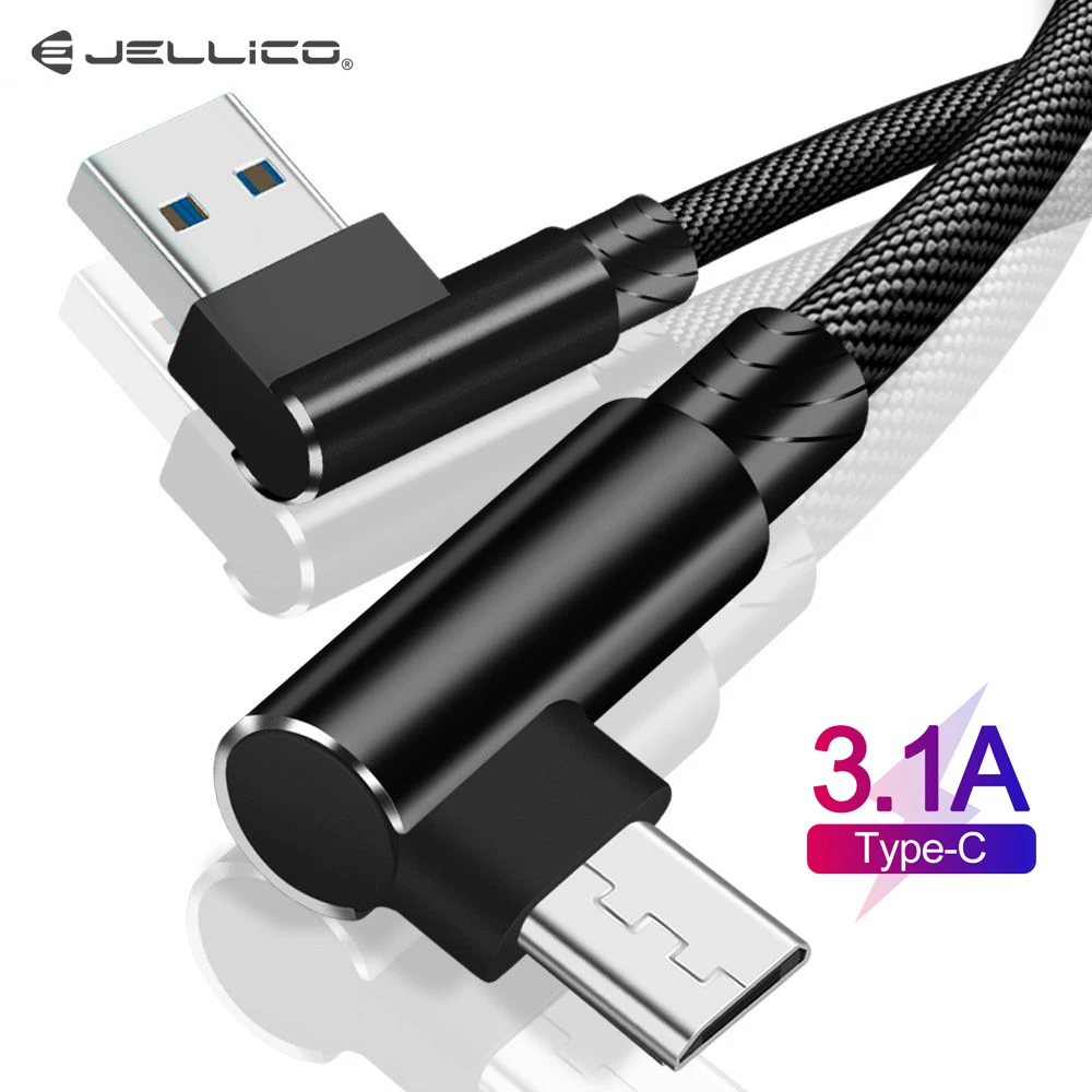 

Jellico 90 Degree Type C USB Cable 3A Fast Charge USB Data Wrie Cable For Xiaomi Huawei P30 Pro Type-C Cable For Samsung USB C