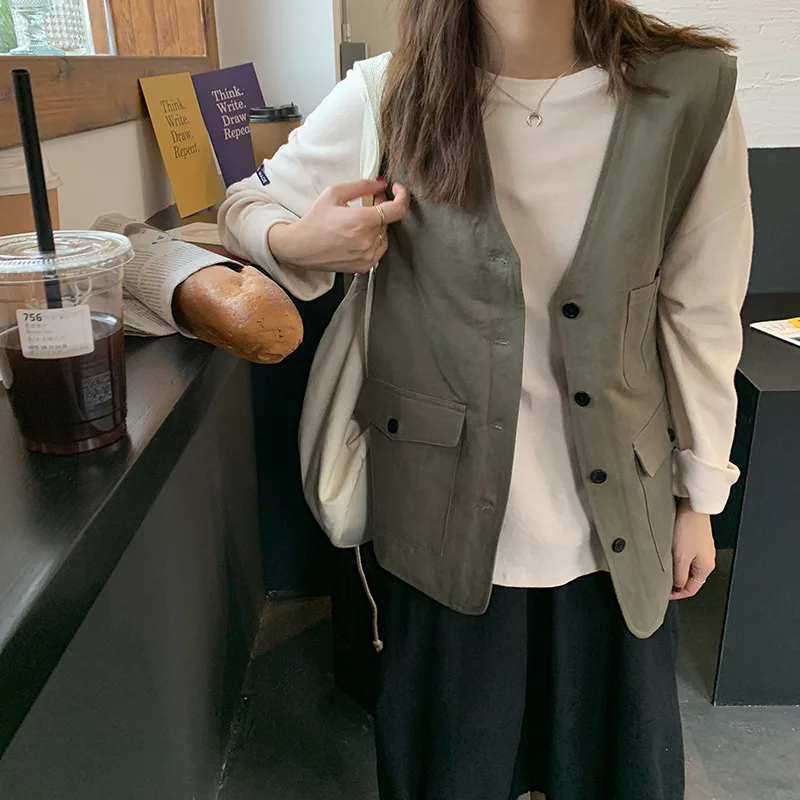 Куртка без рукавов для женщин 2019 корейская одежда женский японский стиль жилет