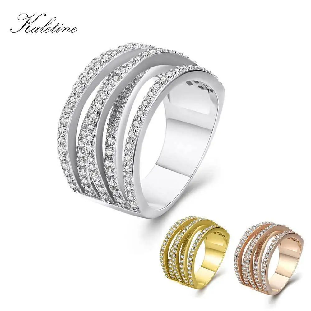 925 Solid Silver Ring Kaletine KLTR019 Grade AAA Zircons Micro Pave Setting Woman Rings | Украшения и аксессуары