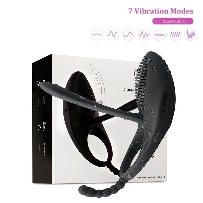 

Male Penis cock Ring Delayed ejaculation Vibrator Silicone Rechargeable Enhancer Dildo Clit Stimulation Sex Orgasm Toys For Men