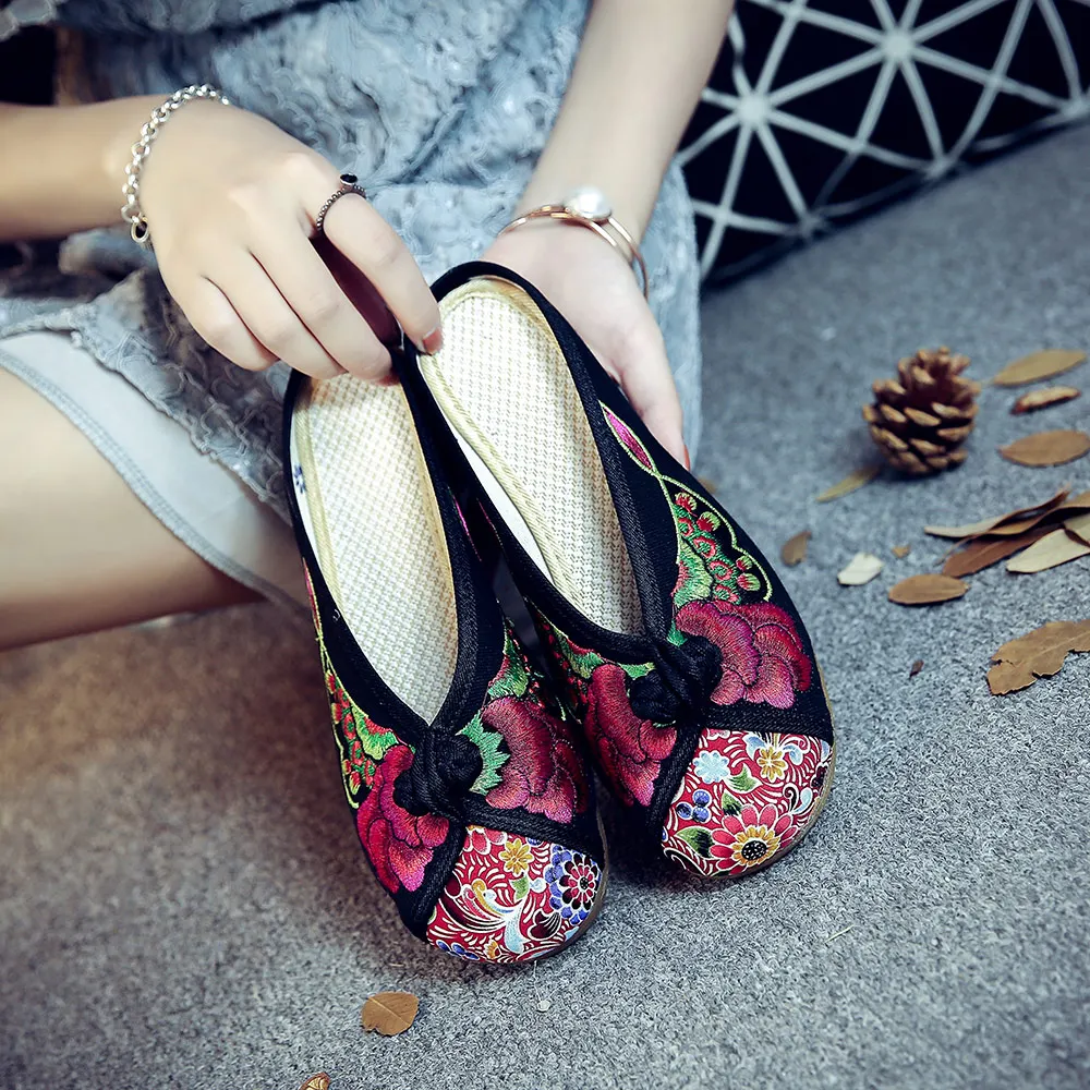 Шлепанцы Veowalk женские хлопковые базовые туфли в стиле Старый Пекин круглый носок