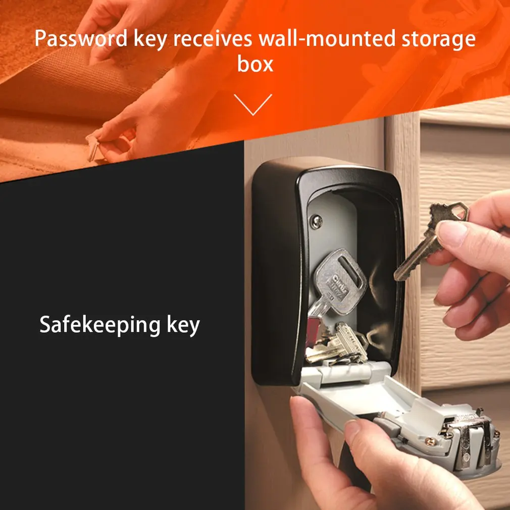 

Key Safe Box Outdoor Digit Wall Mount Combination Password Lock Aluminum Key Storage Box Security Safes