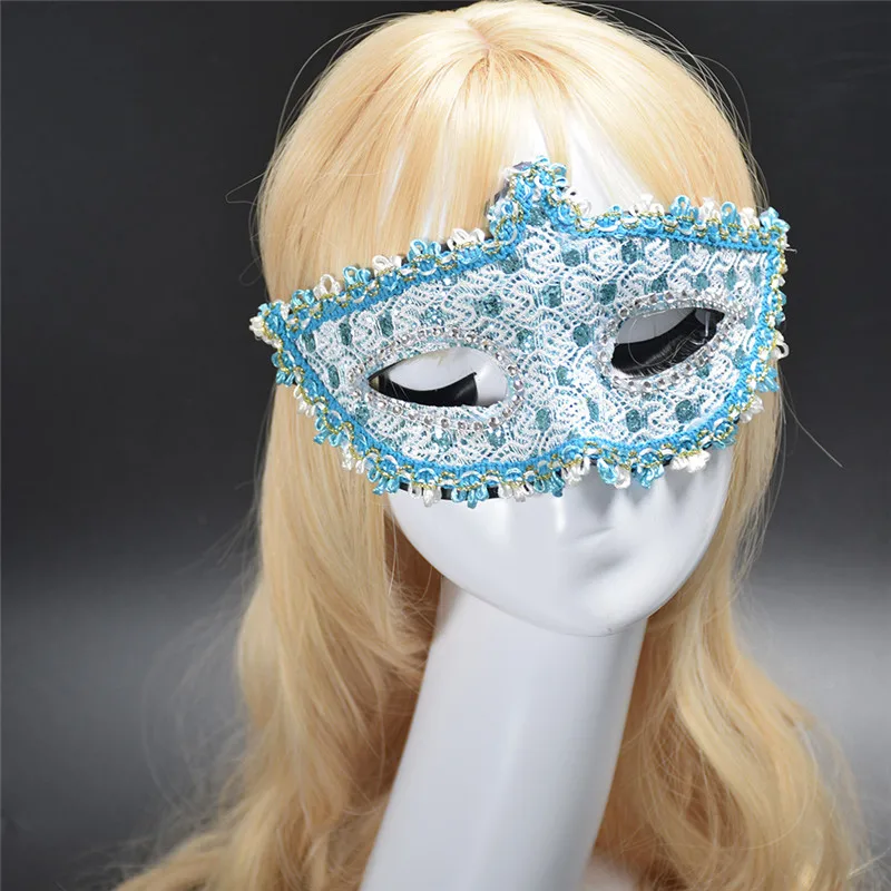 Изысканная Венецианская Маскарадная маска со стразами и кружевом для