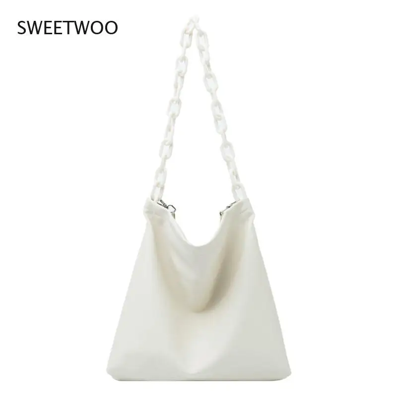 Candy Color Chain Design Small Soft Pu Leather Bucket Crossbody Bags for Women 2021 Trend Lady Chain Branded Shoulder Handbags