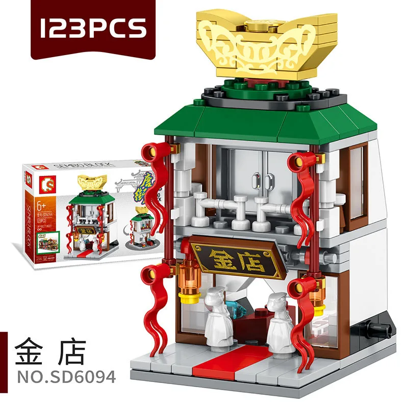 Sembo мини город улица магазин строительные блоки китайская серия Обучающие