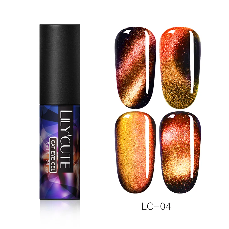 Auroras new 4 LILYCUTE 9D Auroras ногтей Гель-лак «кошачий глаз» Гель-лак для использования с магнитом звездное небо замочить от УФ Магнитный Гель-лак для ногтей 5 мл - Цвет: Auroras new 4