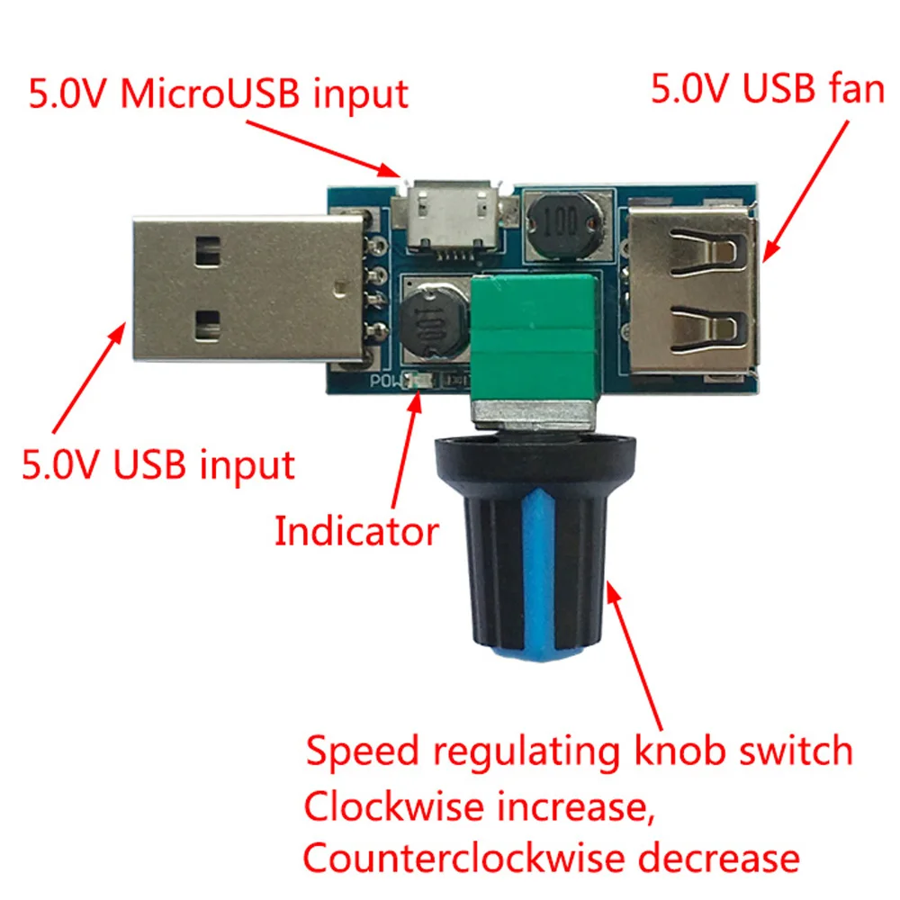 Бесступенчатый USB вентилятор регулятор скорости охлаждающий инструмент IoF
