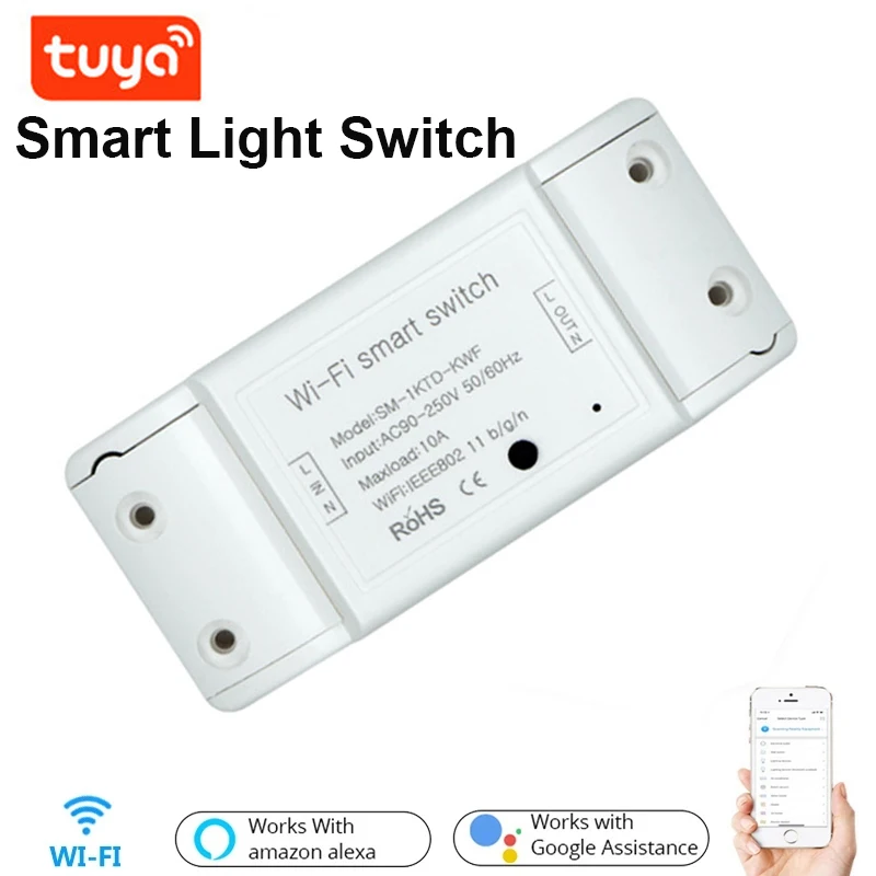 

Умный выключатель Tuya, Wi-Fi, 90-250 В, Беспроводной Выключатель с ДУ, работает с Amazon Alexa Google Home APP Smart Life