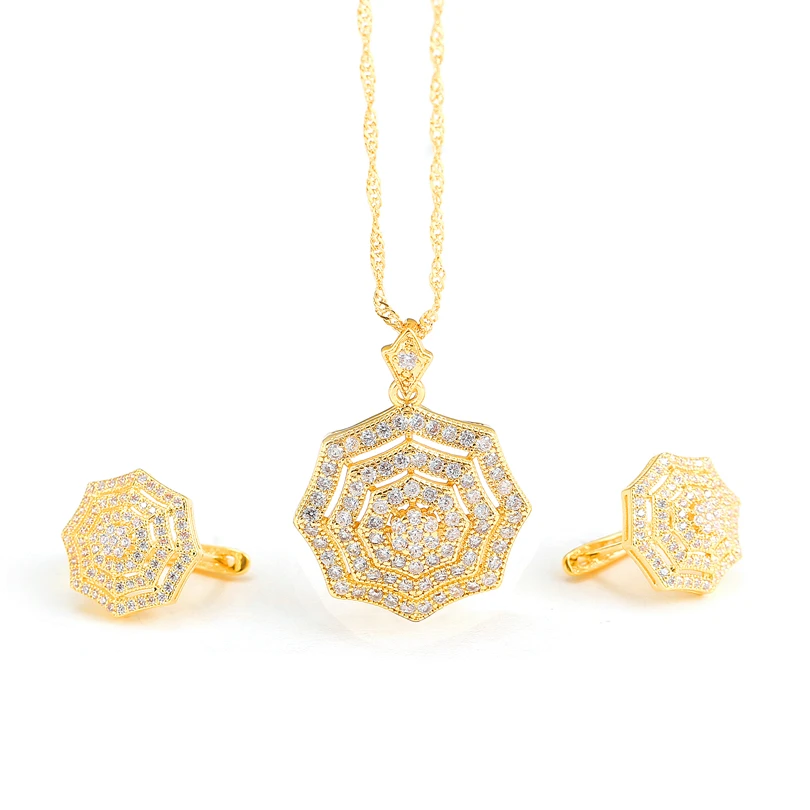 Многоугольник дизайн золотые серьги гвоздики с кристаллом сиреневого цвета в