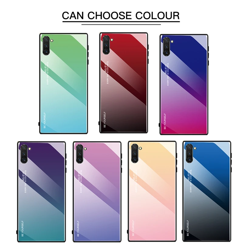Для samsung Galaxy S10 Note 10 Plus, чехол с градиентным закаленным стеклом, Жесткие ТПУ чехлы накладки для samsung Galaxy Note 8 9 10 S10 5G S10E