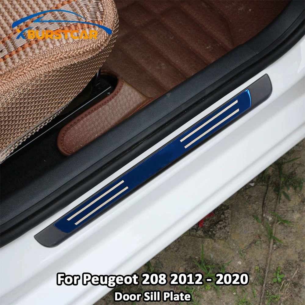 Xburstcar для Peugeot 208 2012 2020 4 шт./компл. Защитная Накладка на порог автомобильной двери