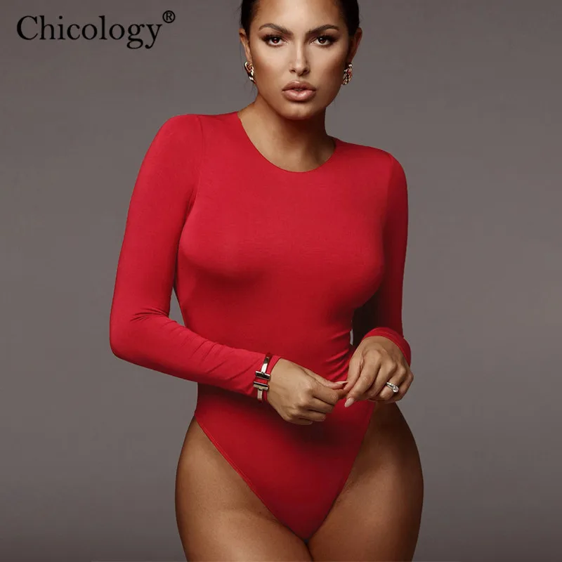 Chicology женское Сплошной длинным рукавом Лонгслив комбидресс бодисьют нарядные
