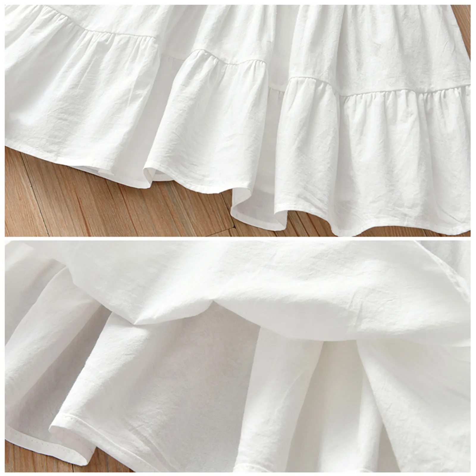 Летнее платье с отложным воротником для маленьких девочек Однотонный сарафан