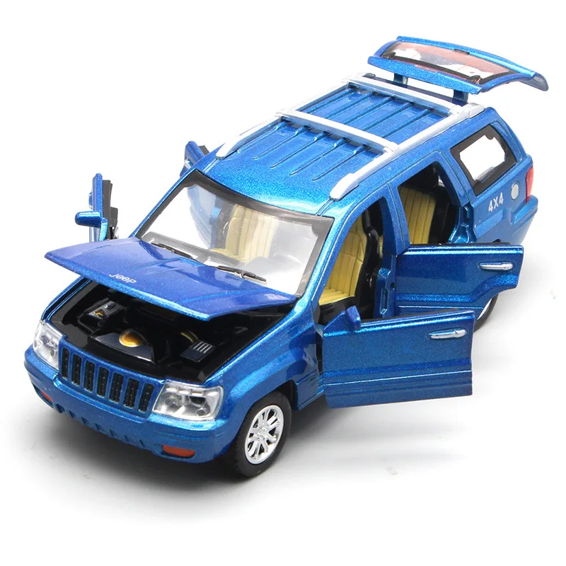 

Модель автомобиля Grand Cherokee в масштабе 1:32, модель автомобиля из сплава с открытым дизайном, подсветкой и звуковым восстановлением, модель авт...