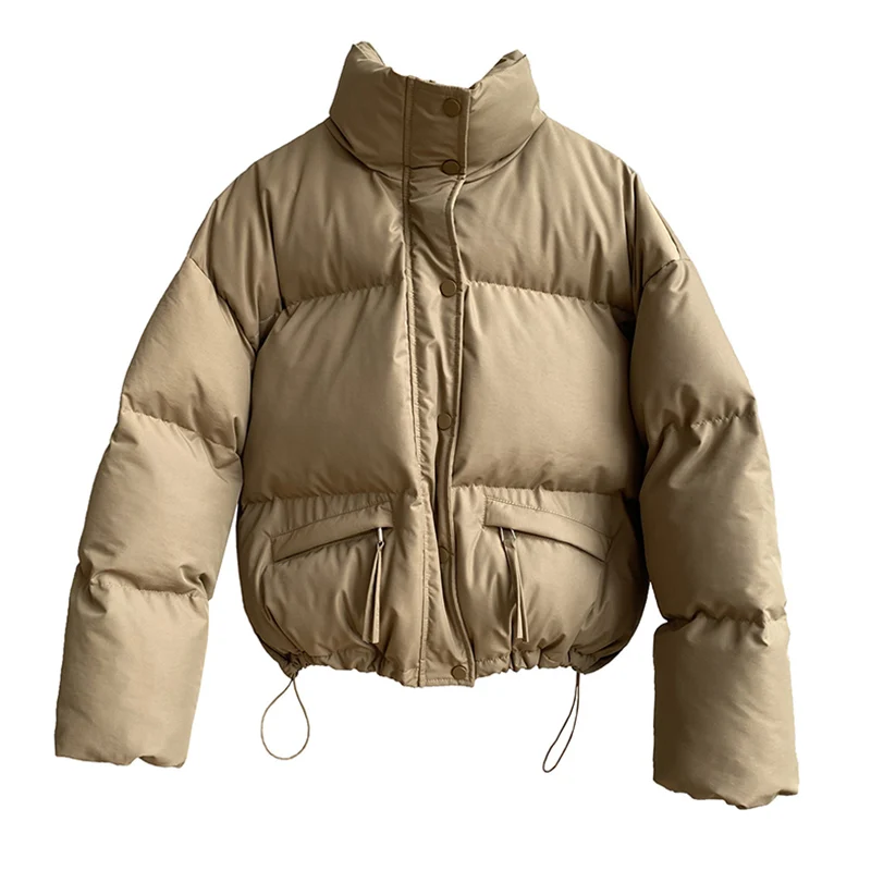 

Jackets for Women 2021 New Streetwear Winter Warm Coat Black Puffer Femme Parkas Autumn Matte Beige Korean Style Ladies Clothing