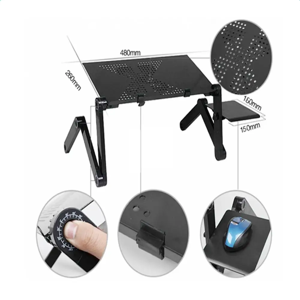

Laptop Table Stand With Adjustable Folding Ergonomic Design Stand Notebook Desk For Ultrabook Netbook Or Tablet With Mouse Pad