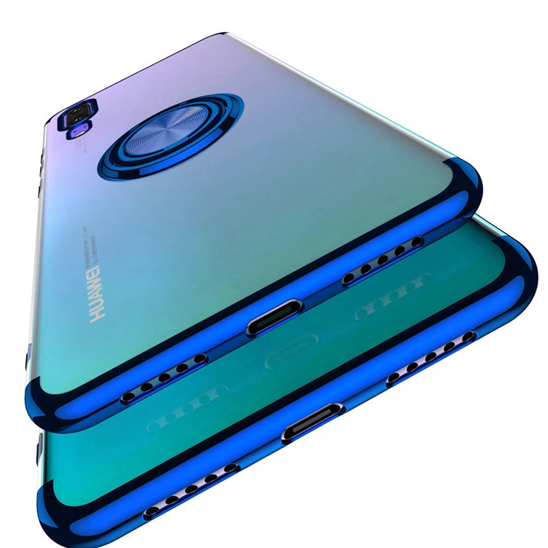 

2020 Original Luxury New Electroplate TPU Phone Case for Huawei P20 Pro Lite Ultra Thin Cover Aluminum Ring Stand Drop Resistant