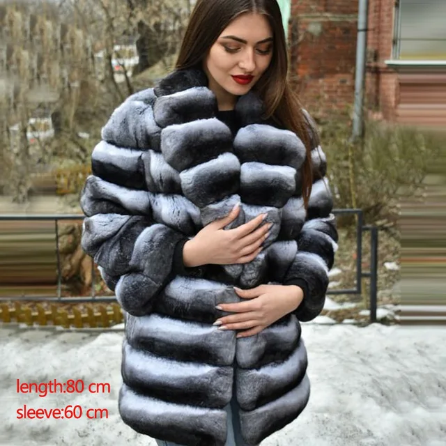 photo color YZ Future Chinchilla, Женское зимнее пальто из кролика Рекс, пальто из натурального меха, куртка с меховым воротником, классический стиль, мода - Цвет: photo color