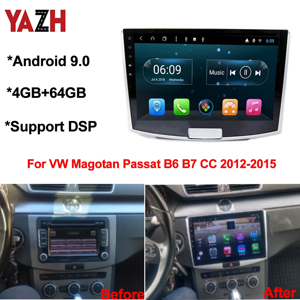 Автомобильная Мультимедийная система YAZH Android 9 0 для VW Magotan Passat B6 B7 CC 2012 2015 с IPS